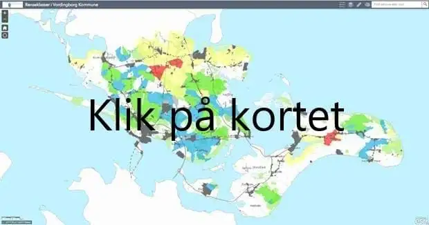 Billedet er et link til et GISkort, hvor man kan slå forskellige lag til og fremsøge forskellige oplysninger om fx rensekrav på en specifik adresse eller lignende.