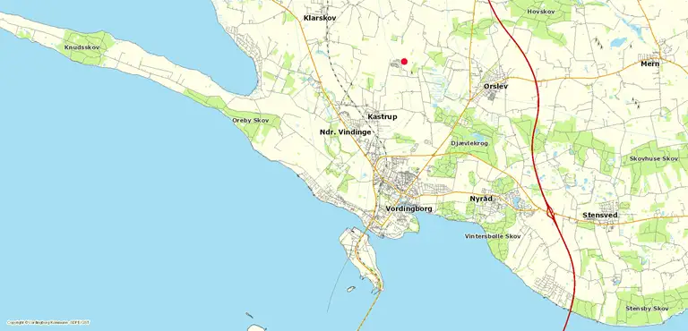 Kort, der viser placeringen af modtageanl&aelig;gget i Barmosen