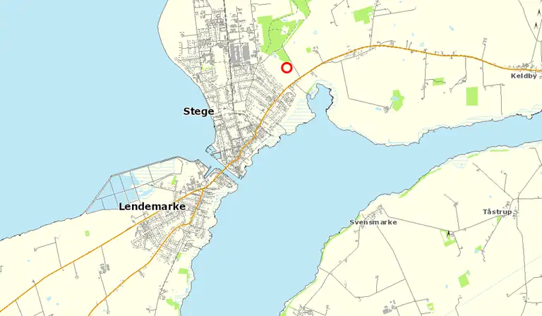 Billedet viser et kort med placering af modtageanl&aelig;gget