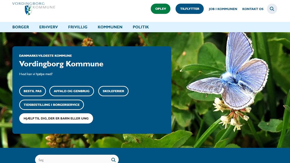 Forside af Vordingborg Kommunes hjemmeside