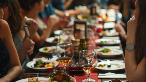 Langbord med tallerkener