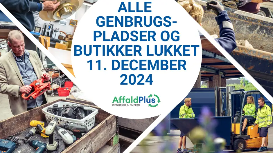 Grafisk illustration med information om at genbrugspladserne holder lukket