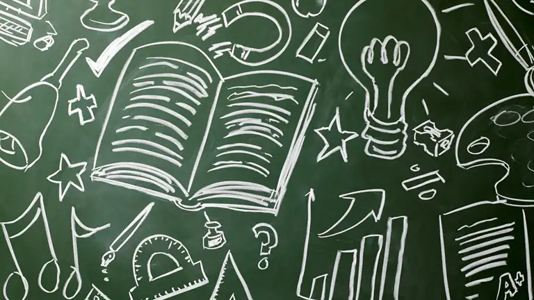 Billede af tavle med kridttegninger