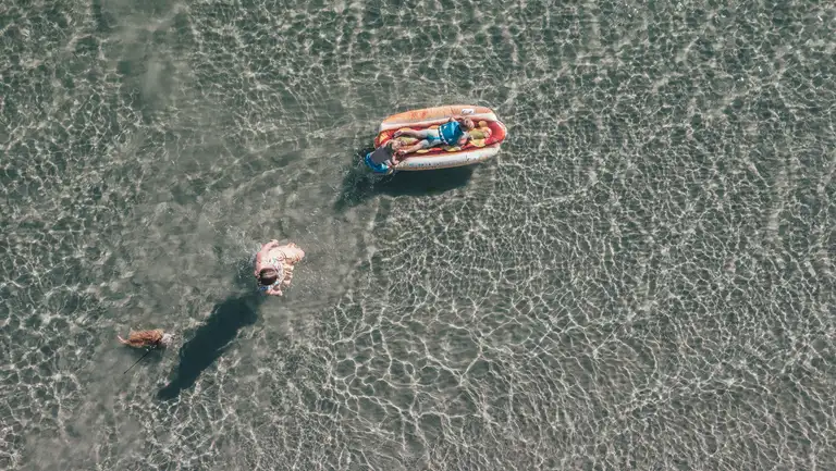 Familie der bader i havet