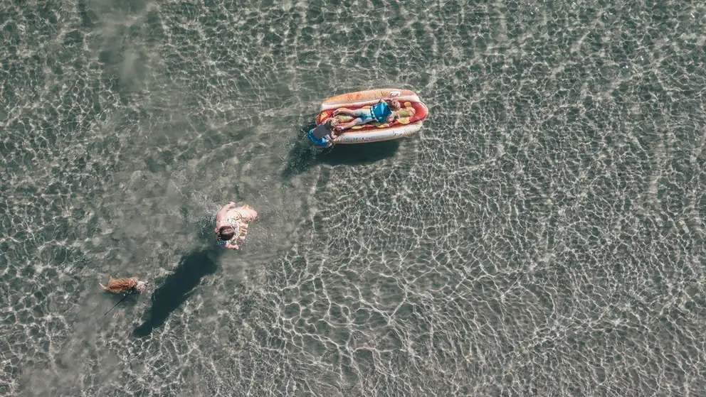Familie der bader i havet