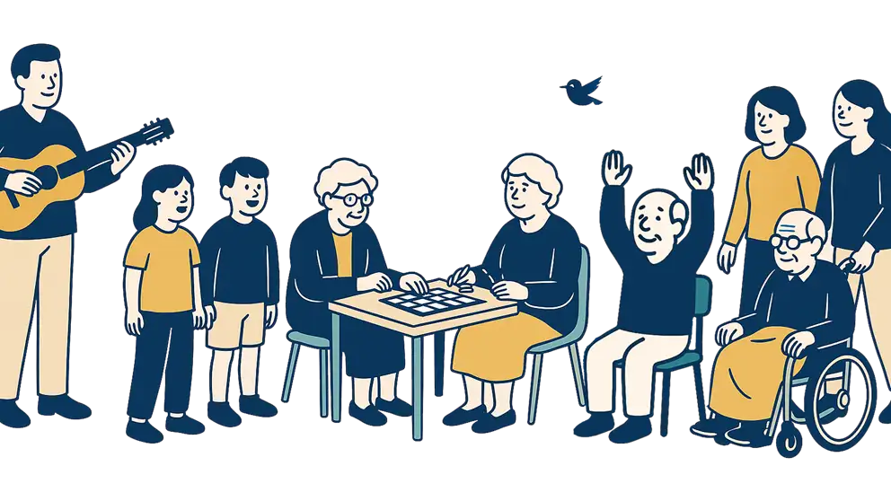 Grafik af børn og voksne, unge og ældre