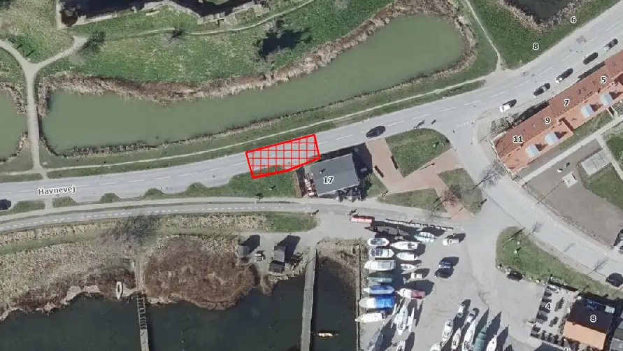 Oversigtskort over Havnevej i Vordingborg, hvor der skal graves