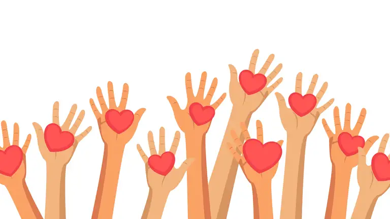 Grafik af hænder med hjerter