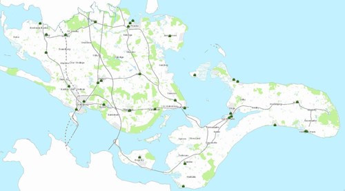 Kort over kubeernes placering i kommunen